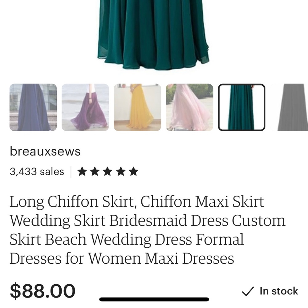 Long Chiffon Skirt- sage green - Picture 2 of 5